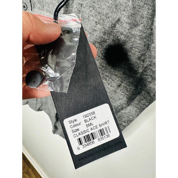 ONE TEASPOON Black Classic Ace Shirt Button Front Denim Shirt NWT Size Small - Picture 6 of 9
